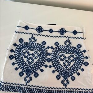 Maje White and Blue Embellished Mini Pencil Skirt